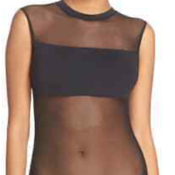 MIND CODE black mesh top with short turtle neck, size: SMALL NWOT. - Picture 3 of 17